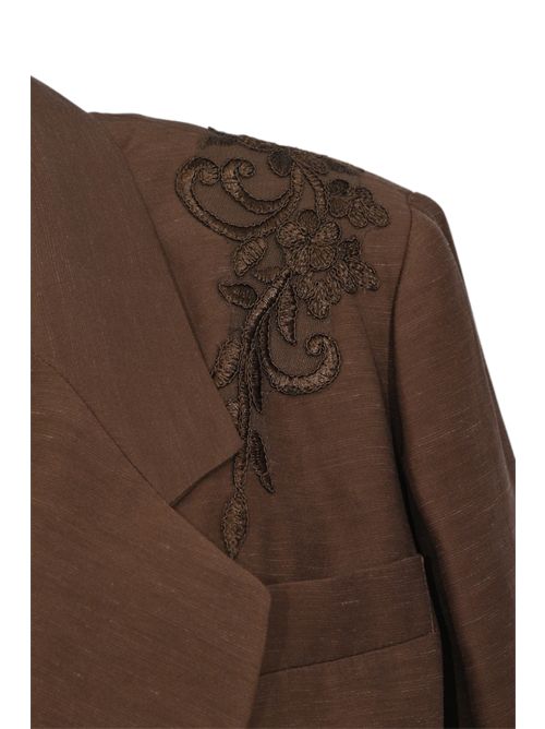 Giacca over in misto lino con ricamo BLUGIRL | RA6091 T8823P9414